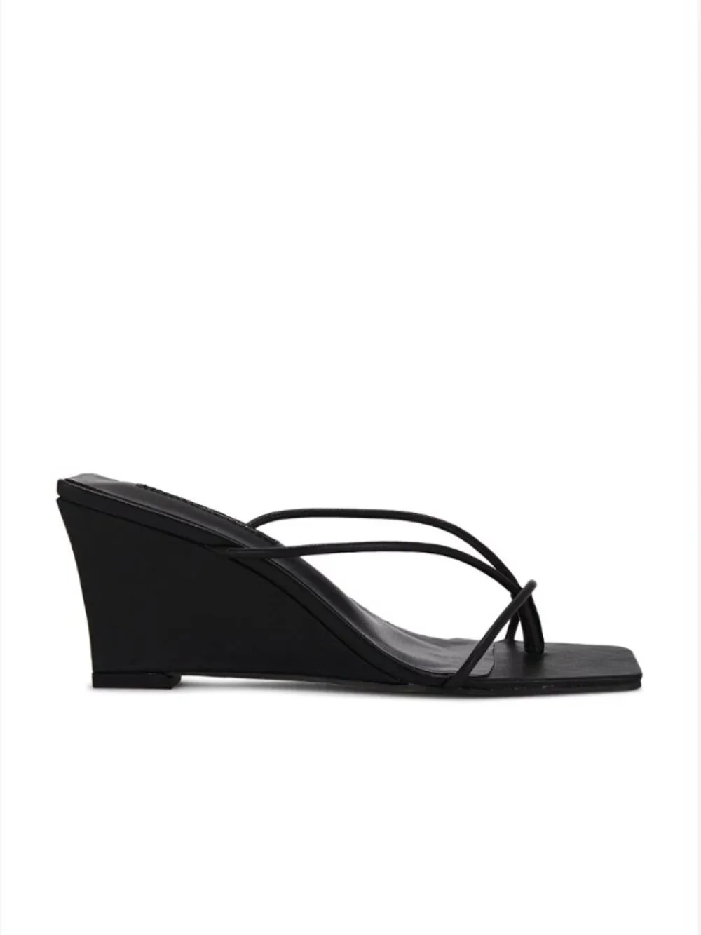 Tony Bianco Black Minimal Strappy Wedge Sandals